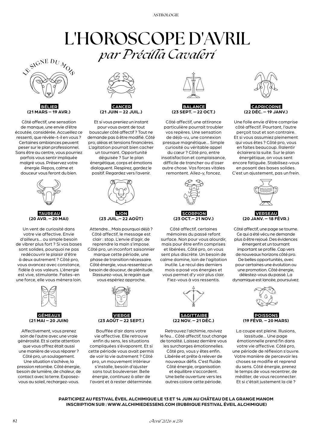 Horoscope Avril 2026